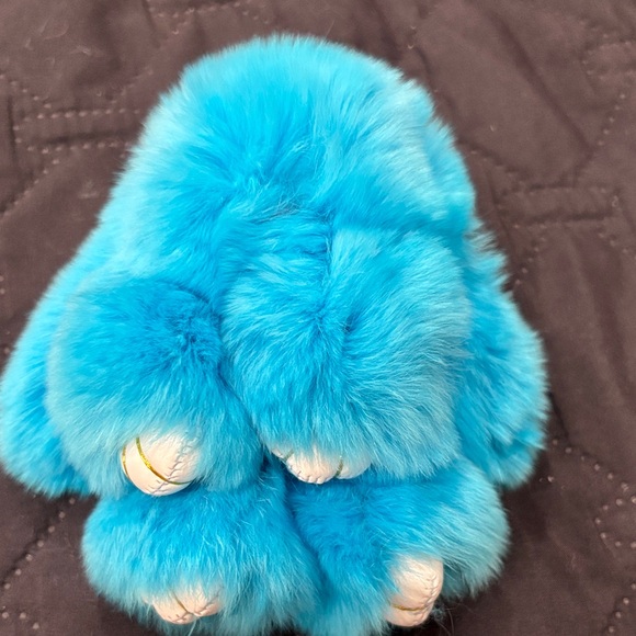 Other - Turquoise Fluffy Bunny keychain great Easter gift